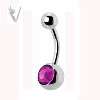 Valkyrie - Stainless steel single jeweled navel barbells (ext threads)
