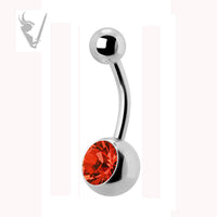 Valkyrie - Stainless steel single jeweled navel barbells (ext threads)