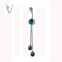 Valkyrie - Stainless steel jeweled opal banana w/opal drops