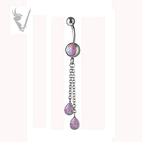 Valkyrie - Stainless steel jeweled opal banana w/opal drops