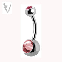Valkyrie - Stainless steel double jeweled baby navel barbells w. big stones Swarovski® crystals