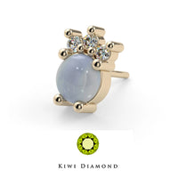 Kiwi Diamond -  14k Cabochon trinity threadless end