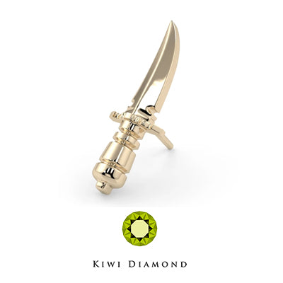 Kiwi Diamond -  14k Persian dagger threadless end