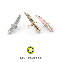 Kiwi Diamond -  14k Persian dagger threadless end