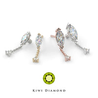Kiwi Diamond - Marquise prong dangle - Threadless end