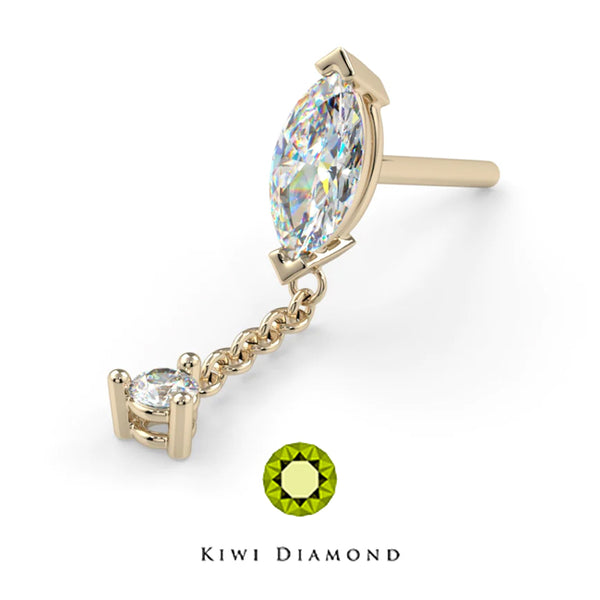 Kiwi Diamond - Marquise prong dangle - Threadless end