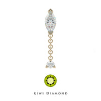 Kiwi Diamond - Marquise prong dangle - Threadless end
