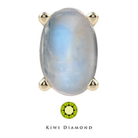 Kiwi Diamond -  Oval Prong - threadless end