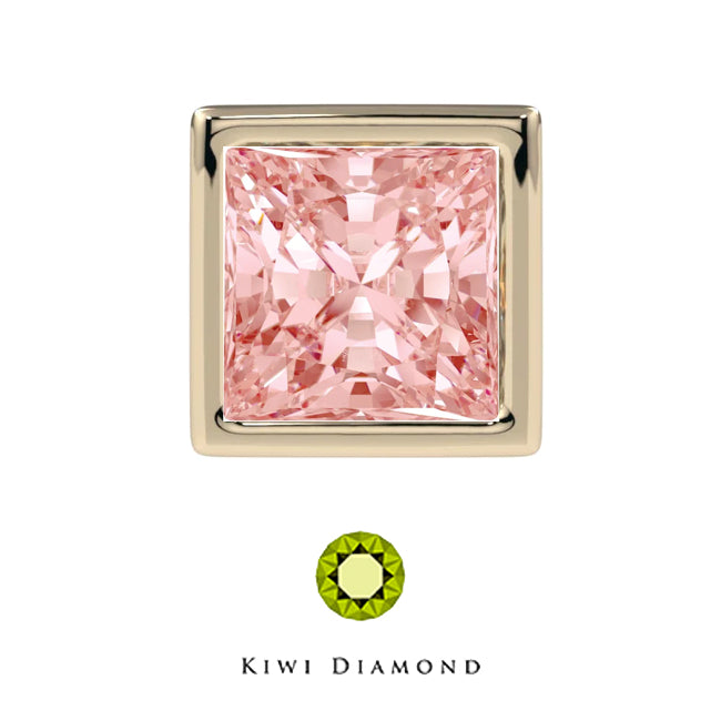 Kiwi Diamond -  Square bezel end - Pink zirconia swarovski - threadless end