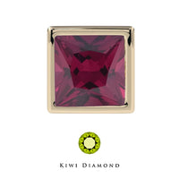 Kiwi Diamond -  Square bezel end - Rhodolite garnet - threadless end
