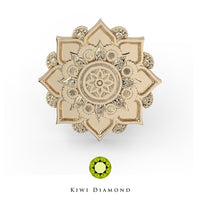 Kiwi Diamond -  14k Mandala flower threadless end