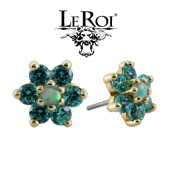 LeRoi - 7 Stone flower  - 14k Threadless End