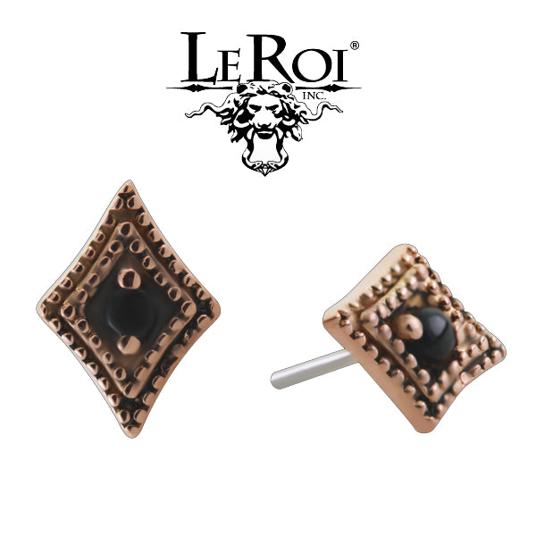 LeRoi - Diamond shaped double Millgrain  - 14k Threadless End