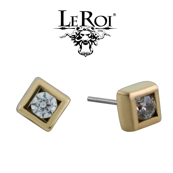 LeRoi - Diamond shape w/round stone - 14k Threadless End