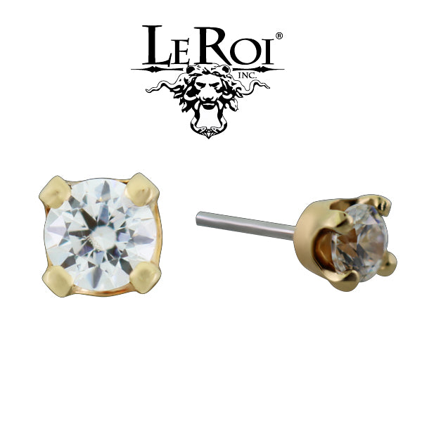 LeRoi - Round stone prong setting - 14k Threadless End