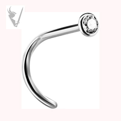 Valkyrie - Stainless steel jeweled curved nose stud (setting)