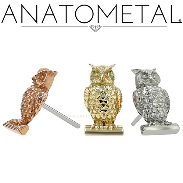 Anatometal - 18k Gold Threadless owl ends