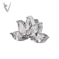 Valkyrie - Stainless steel 5 fan marquise internally threaded end w/Premium Zirconia