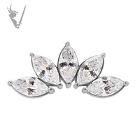 Valkyrie - Stainless steel 5 fan marquise internally threaded end w/Premium Zirconia