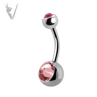 Valkyrie - Titanium double jeweled baby belly banana w/swarovski® zirconia