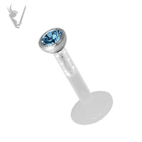 Valkyrie -16g BIOPLAST® labret with micro jeweled AQ 316L attachment