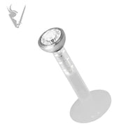 Valkyrie -16g BIOPLAST® labret with micro jeweled CZ 316L attachment