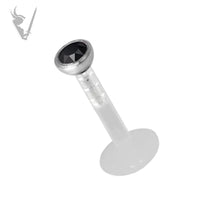 Valkyrie -16g BIOPLAST® labret with micro jeweled JE 316L attachment