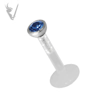 Valkyrie -16g BIOPLAST® labret with micro jeweled SA 316L attachment