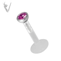 Valkyrie -16g BIOPLAST® labret with micro jeweled FU  316L attachment