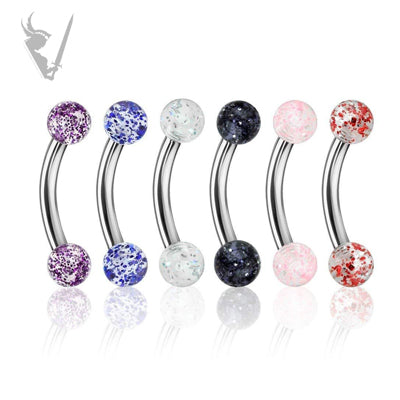Valkyrie - Stainless steel curved eyebrow barbells with UV beads