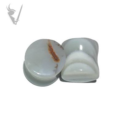 Valkyrie - White banded agate double flared  plugs