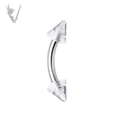 Valkyrie - Stainless steel curved eyebrow barbells with clear UV spikes
