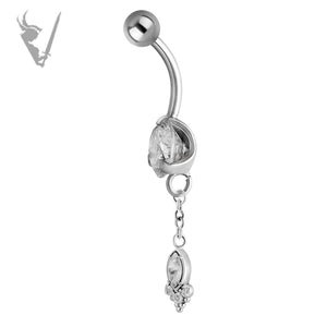 Valkyrie - Stainless steel cast banana w/dangle prong setting (ext threads)