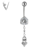 Valkyrie - Stainless steel cast banana w/dangle prong setting (ext threads)