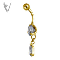 Valkyrie - Gold PVD Stainless steel banana teardrop dangle prong setting (ext threads)