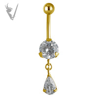 Valkyrie - Gold PVD Stainless steel banana teardrop dangle prong setting (ext threads)
