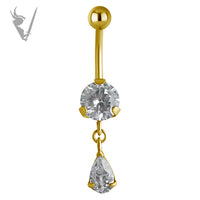 Valkyrie - Gold PVD Stainless steel banana teardrop dangle prong setting (ext threads)