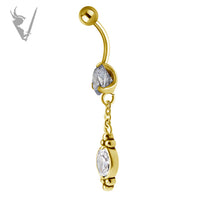 Valkyrie - Gold PVD Stainless steel  banana teardrop dangle prong setting (ext threads)