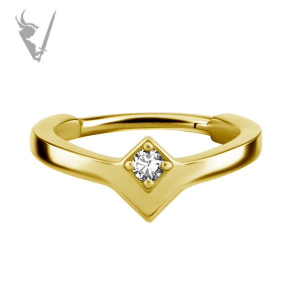 Valkyrie - Gold PVD Stainless steel Hinged ring. Set w.marquise cubic zirconia