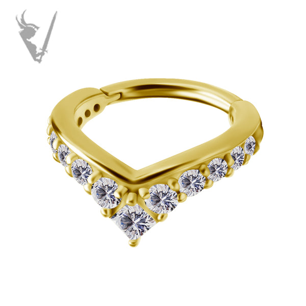 Valkyrie - Gold PVD Stainless steel hinged clicker ring. Set w. cubic zirconia