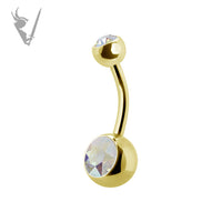 Valkyrie - Gold PVD Stainless steel double jeweled navel barbells
