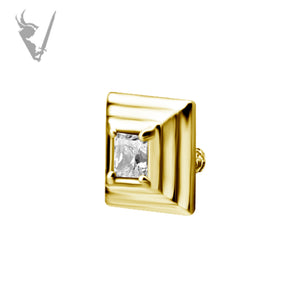 Valkyrie - Stainless steel gold pvd square internally threaded end w/Premium Zirconia