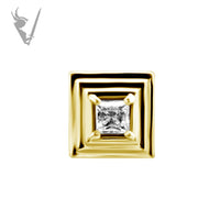Valkyrie - Stainless steel gold pvd square internally threaded end w/Premium Zirconia