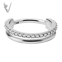 Valkyrie - Stainless steel Hinged ring set w/ cubic zirconia
