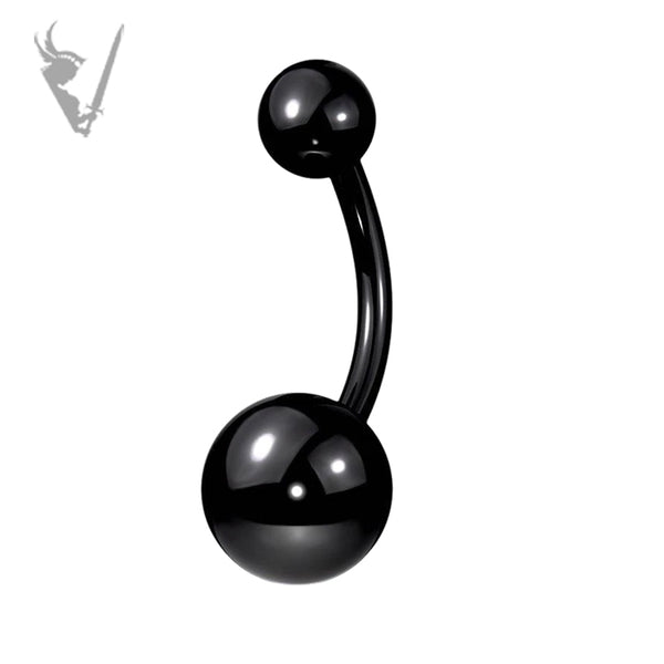 Valkyrie - Black PVD Stainless steel plain navel barbells (ext threads)