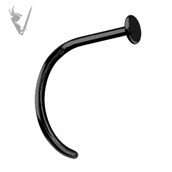 Valkyrie - Black PVD Stainless steel  flat disc nose studs - pigtail