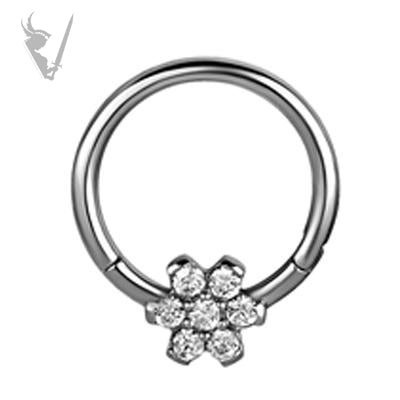 Valkyrie - S316L - Hinged cIicker ring set with Swarovski® Zirconia flower (side set)