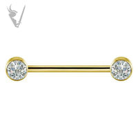 Valkyrie - TItanium gold PVD jeweled nipple barbell with Swarovski ® zirconia