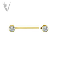 Valkyrie - TItanium gold PVD jeweled nipple barbell with Swarovski ® zirconia