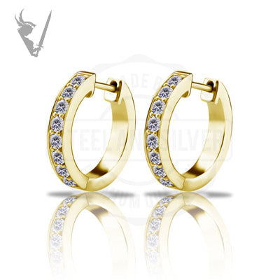 Valkyrie - Gold PVD Stainless steel pave set earhoops